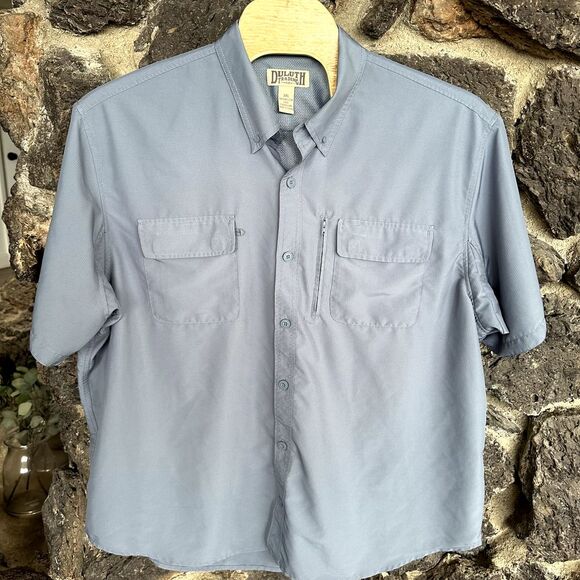 Duluth Trading Co Mens Blue S/S Button Down 3XL Shirt - Picture 1 of 8